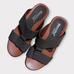 😚MONTINI COMFORT MEN'S SIZE 44 EU 10 USA BROWN ADJUSTABLE SANDLE.